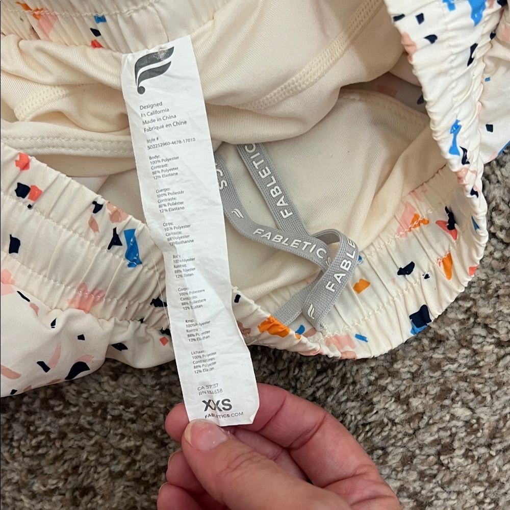 Fabletics White Confetti Patterned Athletic Shorts - image 3